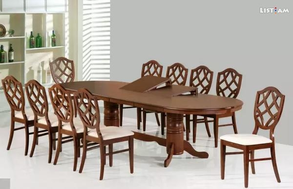 Սեղան տասներկու աթոռով հիսուն տոկոս զեղջով - Հյուրասենյակի կահույք  Սեղաններ և աթոռներ