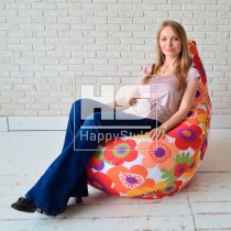 Պարկ-աթոռ «Balli» XL Պուերտո-պլատա (նարինջ) / Նկարազարդ կտոր - Happy Style - Ննջասենյակի կահույք այլ